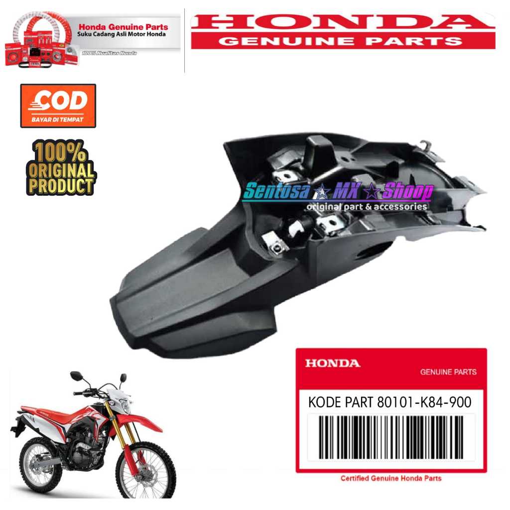 [ CRF 150 L ] SPAKBOR  BELAKANG / DUDUKAN LAMPU STOP KODE PART 80101-K84-900 FENDER B REAR ORIGINAL 