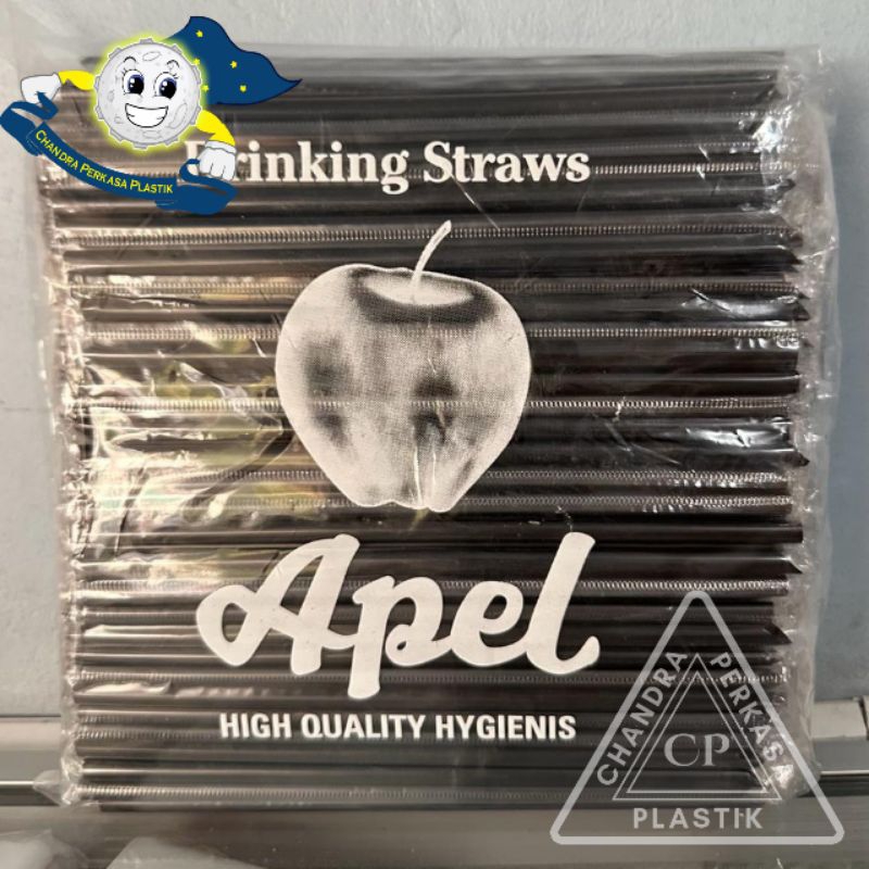 Sedotan Steril plastik Apel Hitam isi 250 pcs