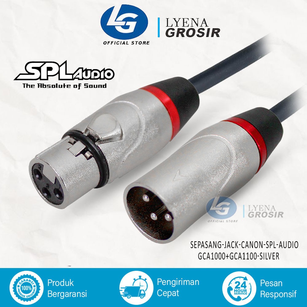 SEPASANG JACK CANNON XLR MALE & FEMALE SPL AUDIO GCA1000 + GCA1100 JEK 3 PIN ORIGINAL