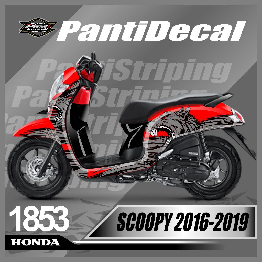 STIKER STICKER DECAL MOTOR HONDA SCOOPY 2017-2019 MURAH KEREN WOLF SERIGALA