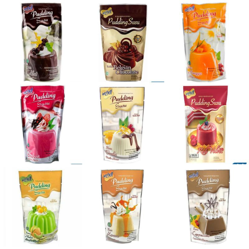 

NUTRIJELL Pudding Susu Mangga Stroberi Vanilla Coklat Belgian Red Velvet Melon Cappucino