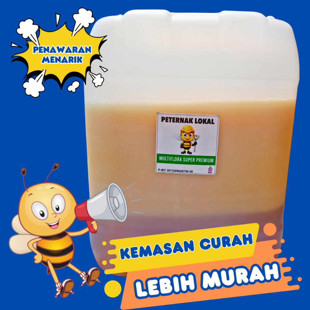 

[Harga Peternak] Madu Multiflora Super Premium Kemasan Curah 10 Kg Asli Tanpa Campuran Apapun