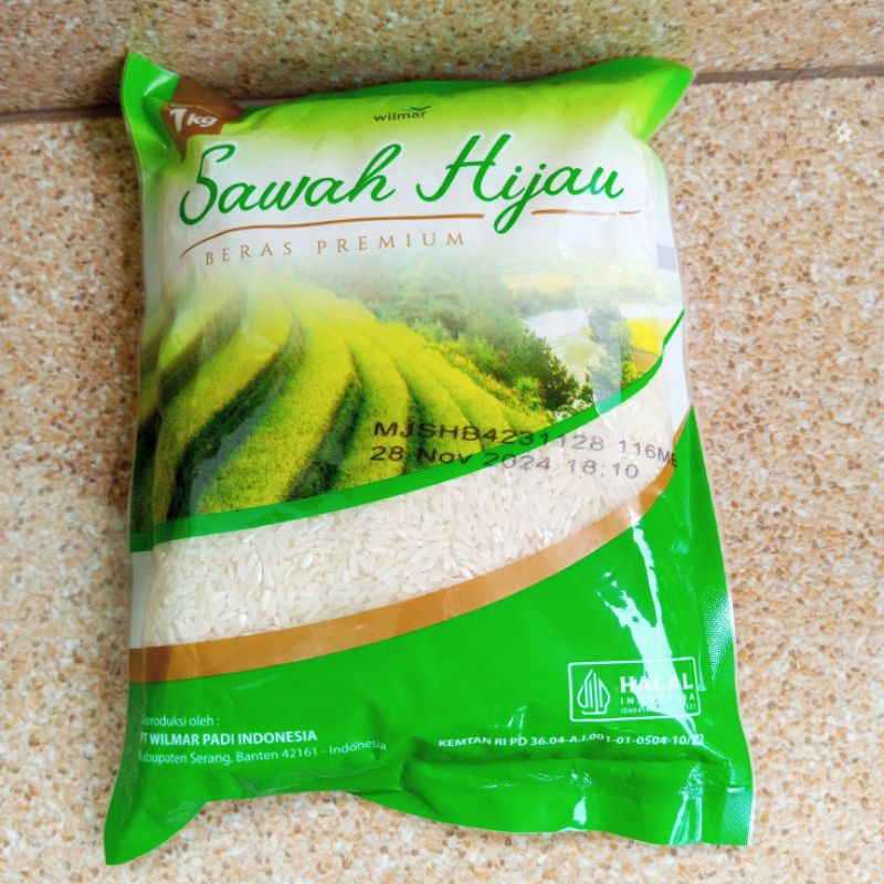 

Beras sawah hijau 1kg isi 8 pcs