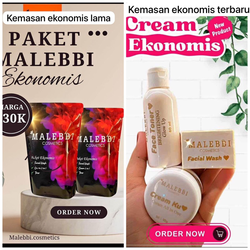 PAKET EKONOMIS MALEBBI KOSMETIK KEMASAN LAMA DAN BARU