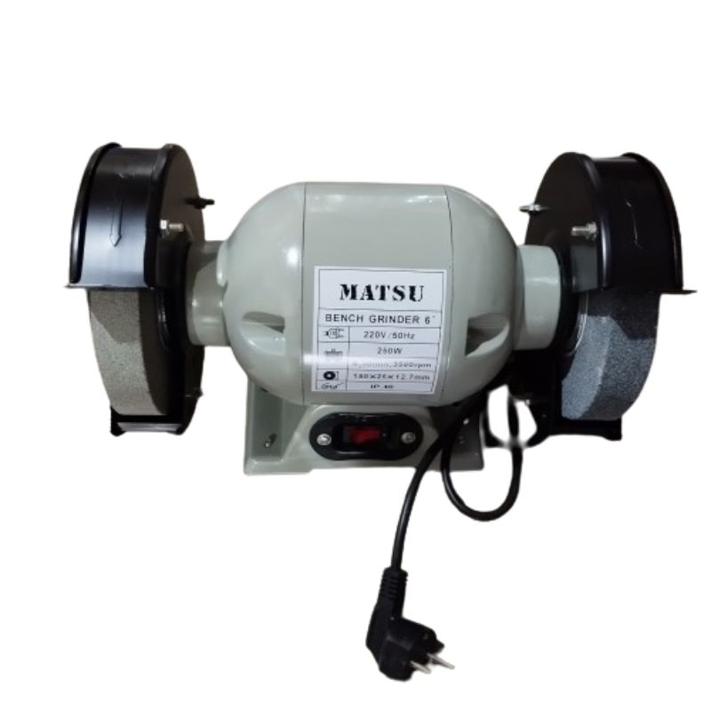 Mesin gerinda duduk 6"/ Mesin asah batu cincin / Bench Grinder Matsu (2pcs mata asah free)
