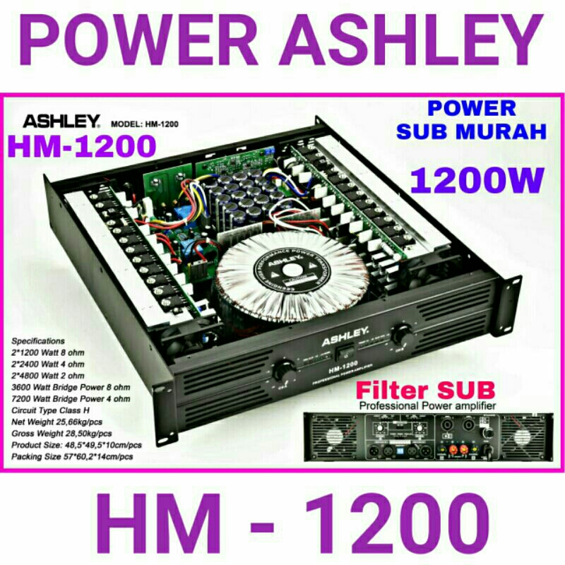 Power ASHLEY HM1200 original HM 1200 power SUB 1200W class H Amplifier