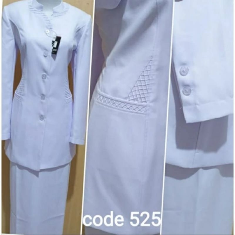 Seragam PNS Wanita putih hitam putih-putih seragam ASN Blezer putih perawat Baju kerja Putih Nakes