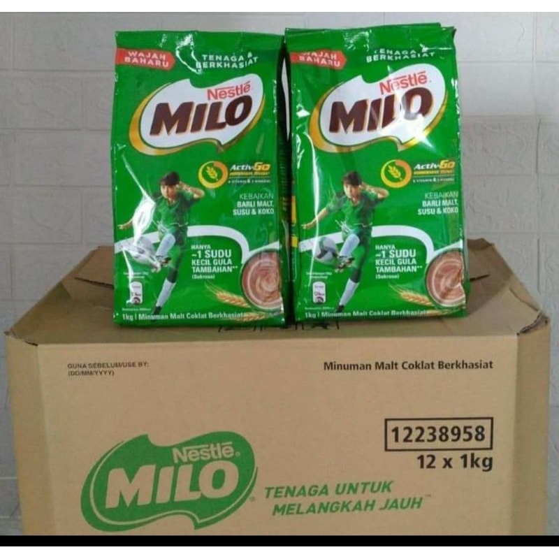 Milo 1kg malaysia  1 dus isi 12 bungkus
