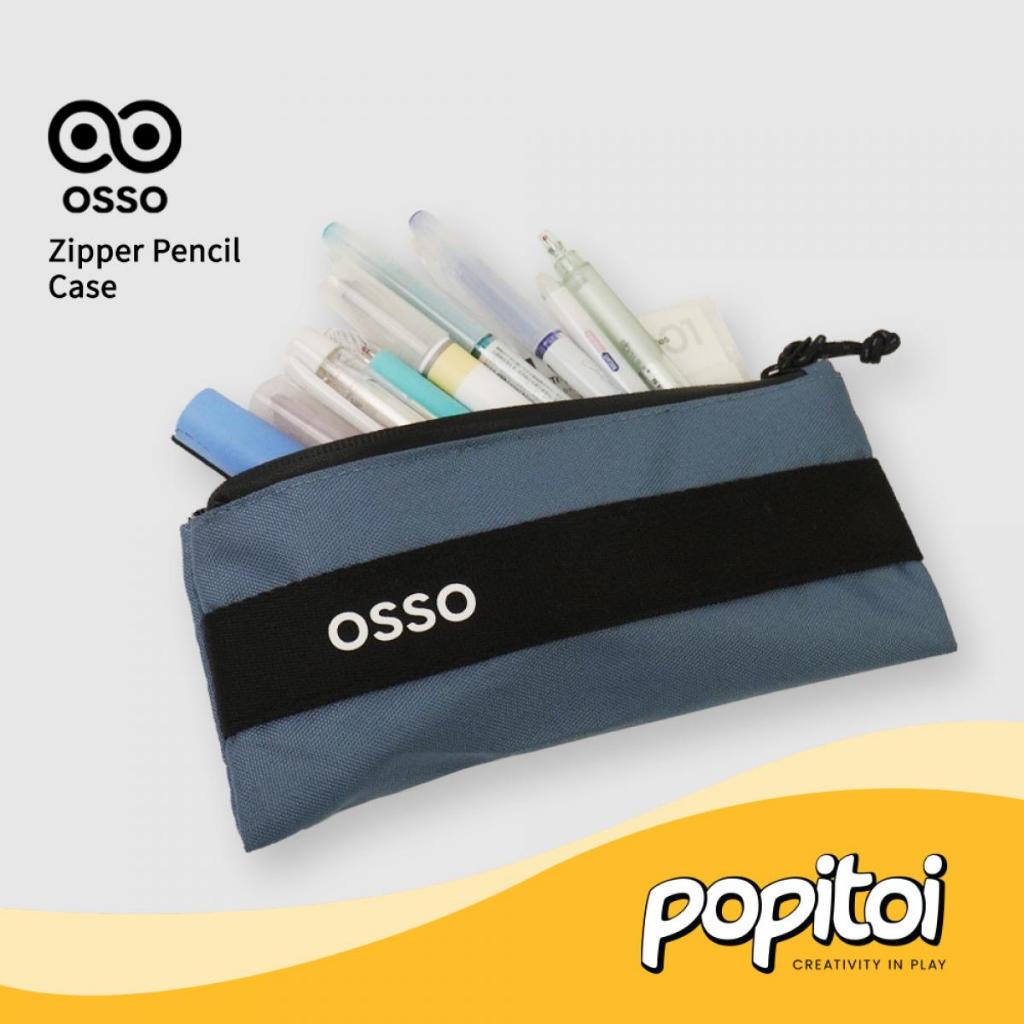 

OSSO Logo Zipper Pencil Case Tempat Kotak Pensil Pen Pouch Anti Air