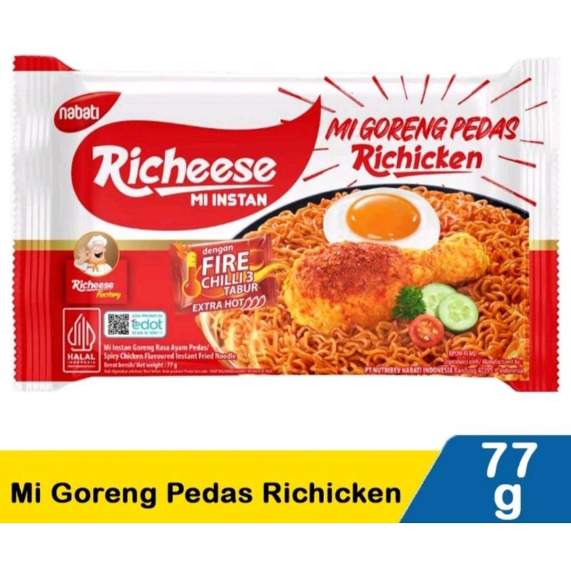 

mie richeese goreng Pedas level 3