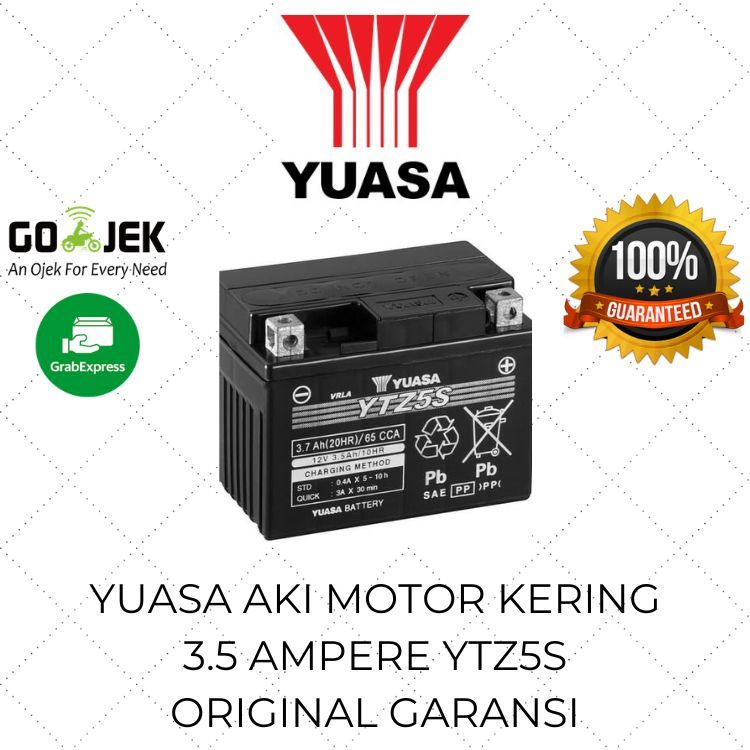 Aki Motor Kering VARIO BEAT Yuasa ORIGINAL 3.5 Ampere 12 Volt YTZ5S GTZ5S / Aki Motor MIO SOUL REVO Original Garansi