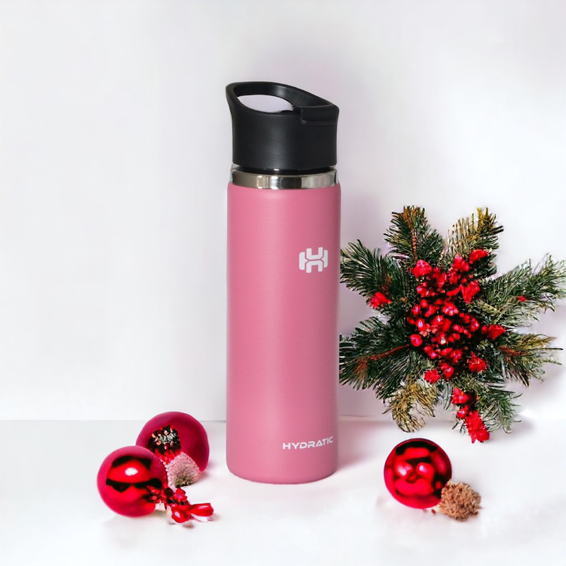BOTOL MINUM TUMBLER HYDRATIC ASTERIC 20oz / 600ml Tahan Panas Dingin 12 24 jam SCOTCH PINK 2 TUTUP