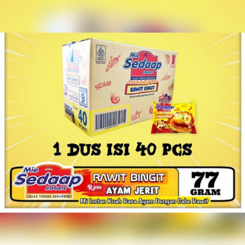 

NOODLES/MIE INSTANT SEDAP KUAH RAWIT BINGIT RASA AYAM JERIT KEMASAN DUS ISI 40 PCS