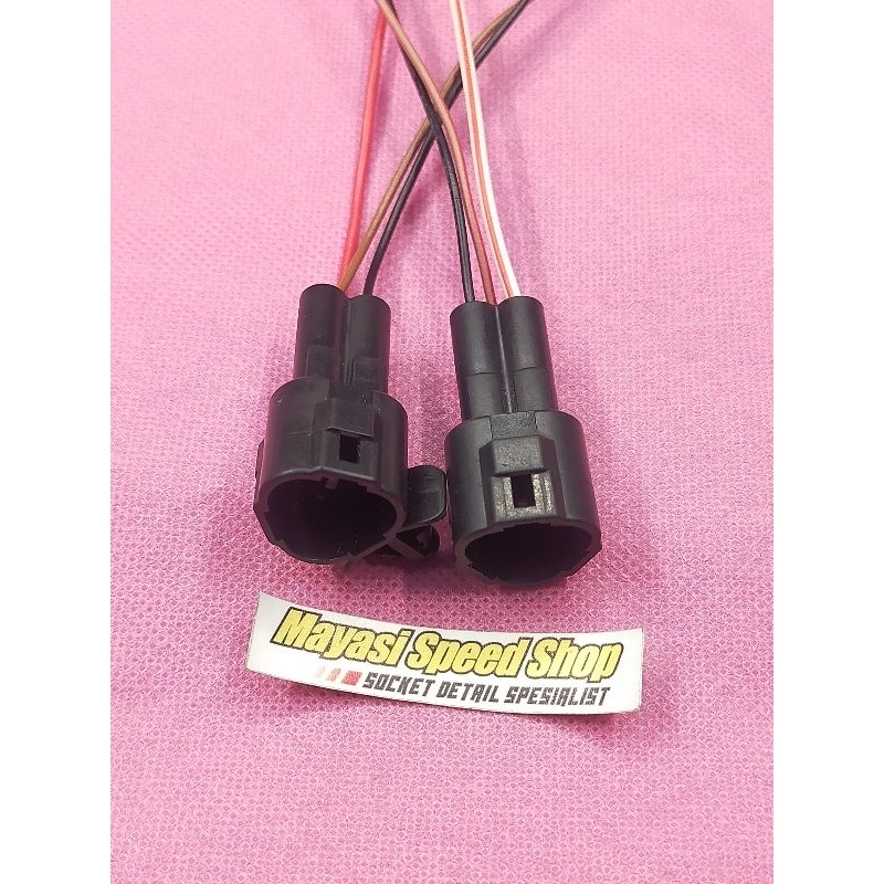 soket connector 3 tiga pin male,soket segitiga pin tiga include terminal dan kabel waterproof.