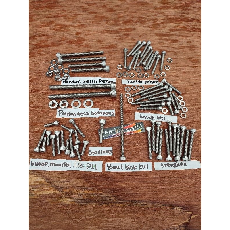 baut L full mesin cb gl mp tiger stenlis / baut L mesin baut mesin tiger cb gl megapro stainless
