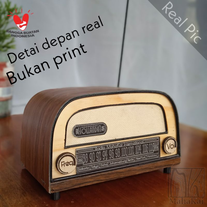 Celengan kayu model speaker radio vintage replika jadul hadiah unik lucu custom retro