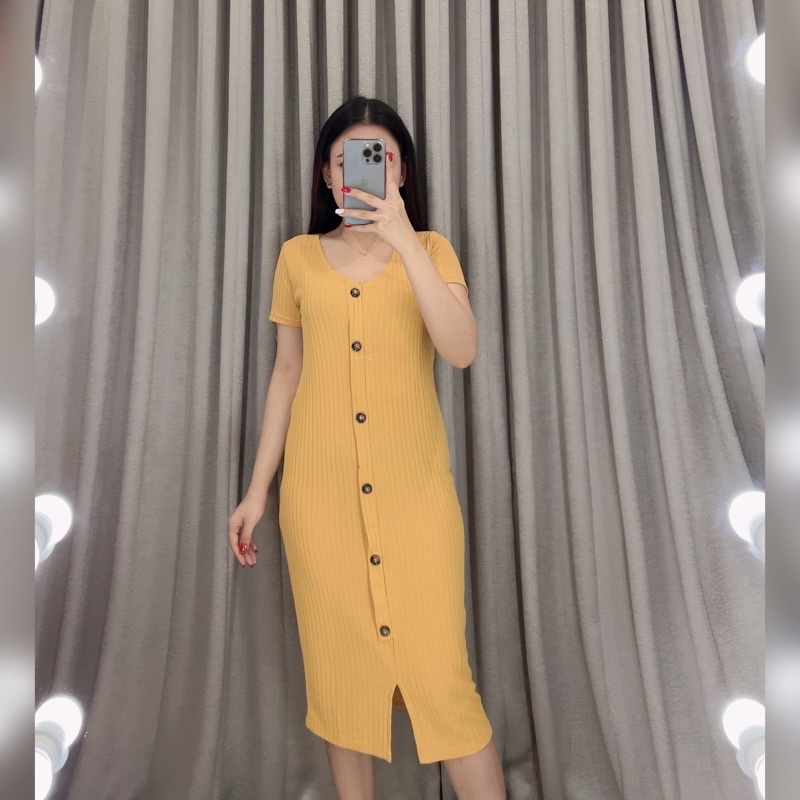 Dress wanita import / Dress bodycon button / Jean bodycon Button dress