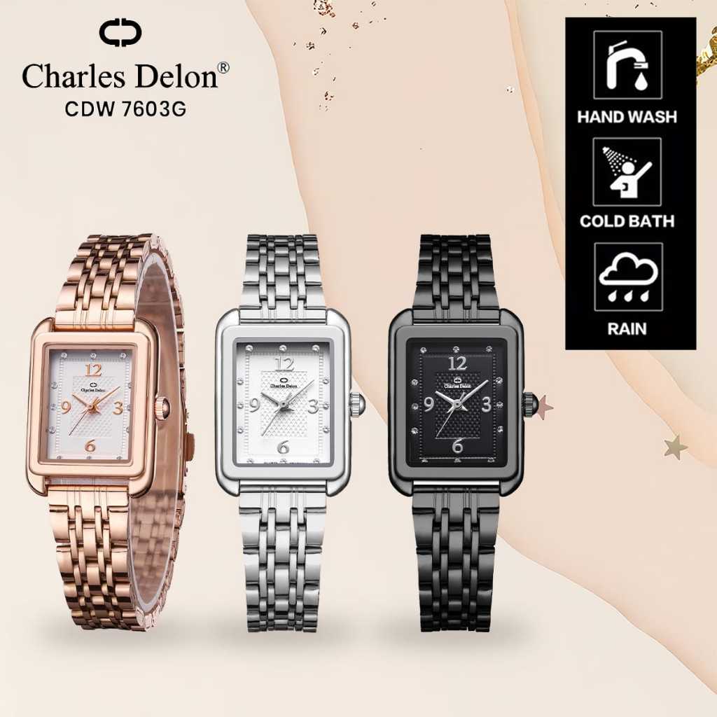 Jam Tangan Wanita Watch Rantai Anti Air Box Original Charles Delon CDW 7603