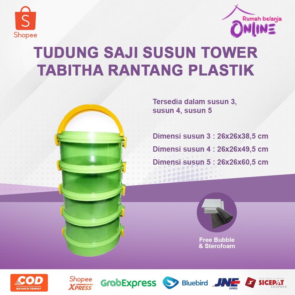 TUDUNG SAJI TOWER SUSUN 3, 4 dan 5 TST RAK MAKANAN TUDUNG SAJI SUSUN TUTUP SAJI BAHAN PLASTIK