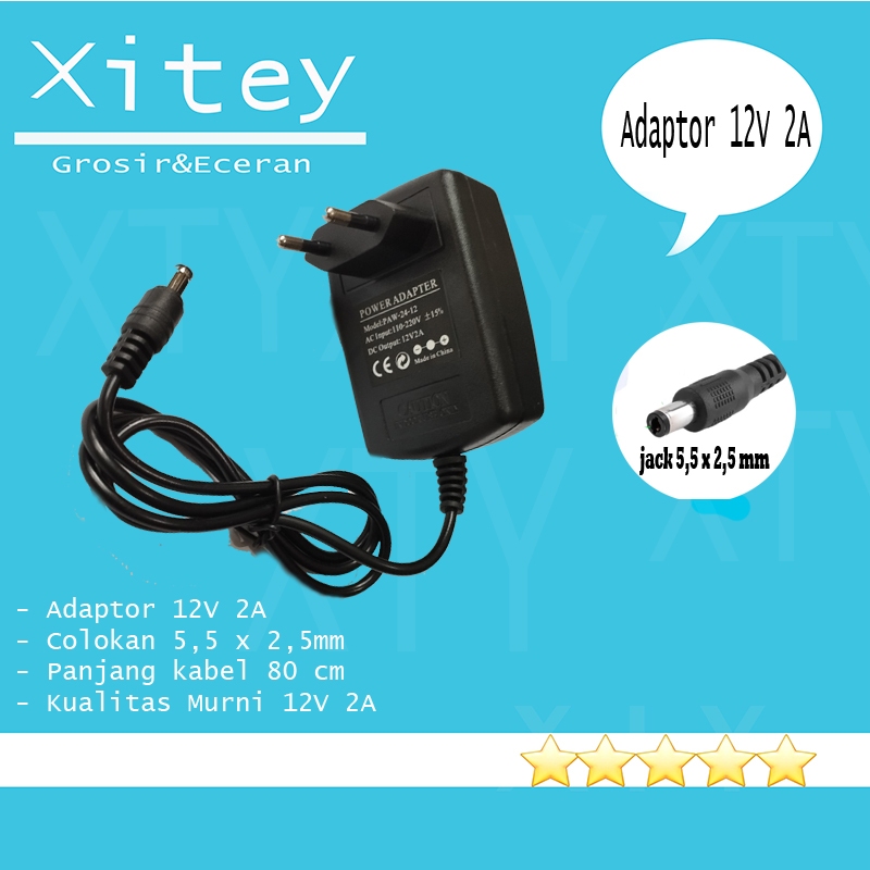 Xty Adaptor 12V 2A trafo adaptor cctv led 12 volt 2ampere modul neon
