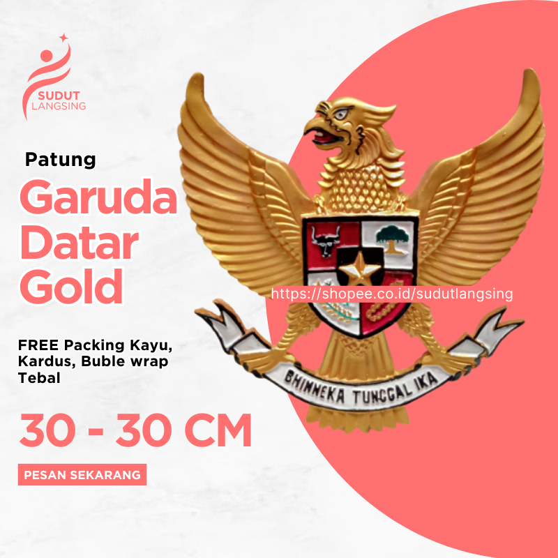 Garuda Pancasila Hiasan Dinding Lambang Fiber Lambang Negara Burung Garuda Gold Fiber 30CM