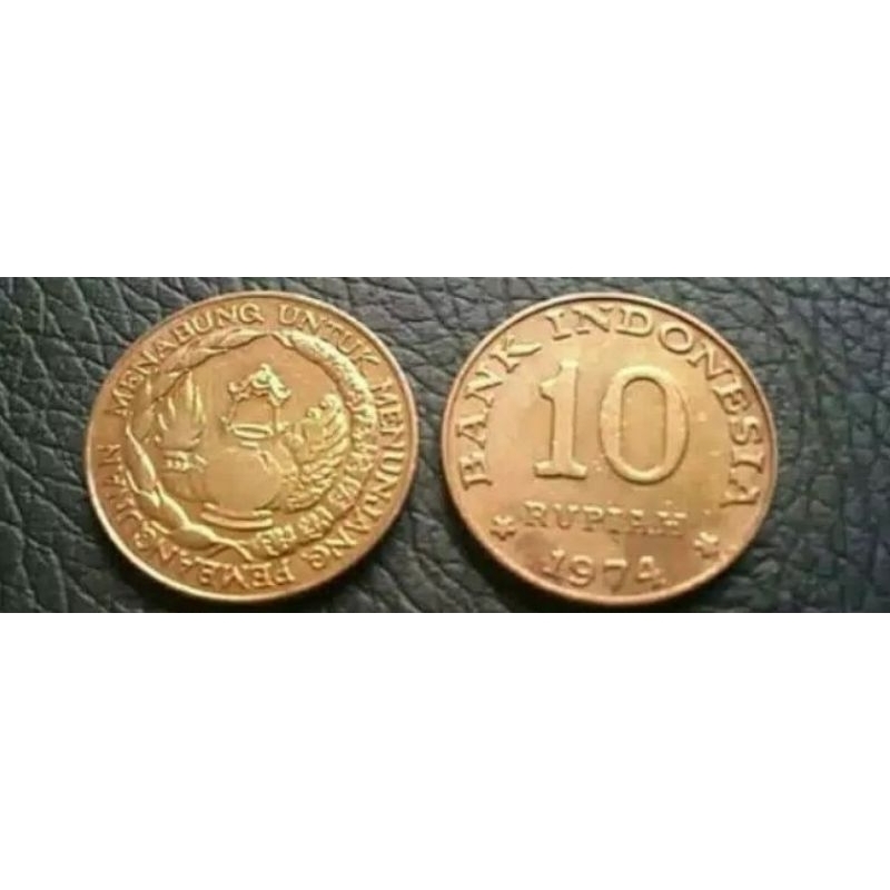 Koin 10 rupiah tahun 1974 . Sepuluh rupiah