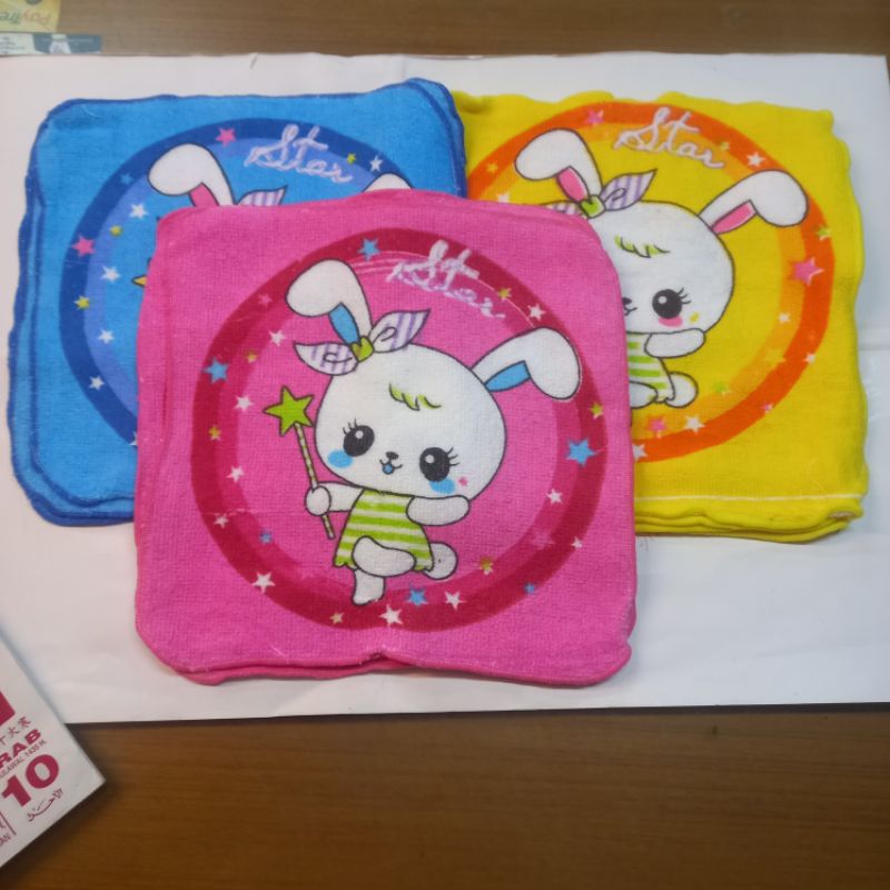 12pcs SAPU TANGAN HANDUK KECIL BERMOTIF KARAKTER 20X20