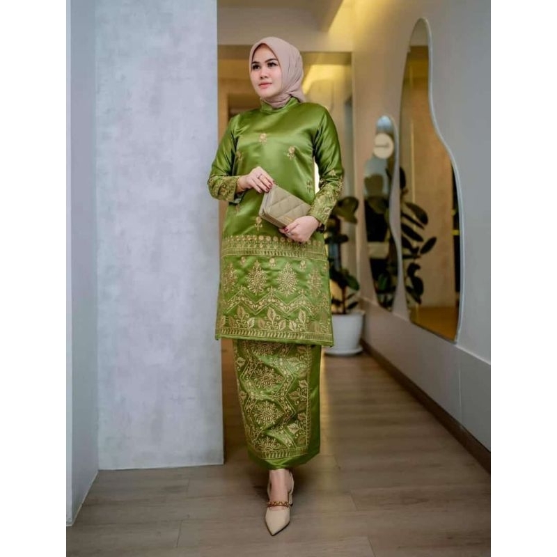 SETELAN BAJU TUNIK KURUNG MELAYU FULL BORDIR KEBAYA PESTA KEBAYA KONDANGAN MODERN BAJU WANITA  BAJU 