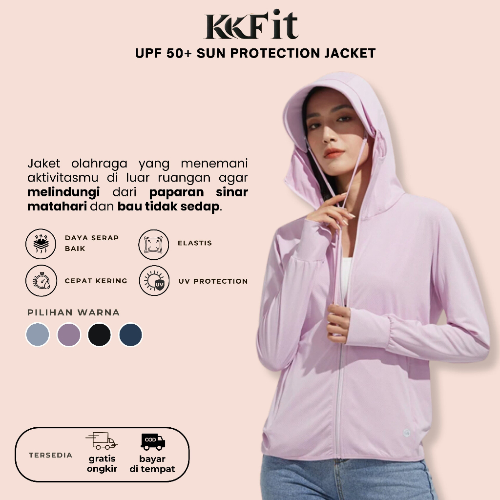 	 KKFIT Jaket Anti UV Olahraga Wanita Premium Breathable Comfortable UPF50+	