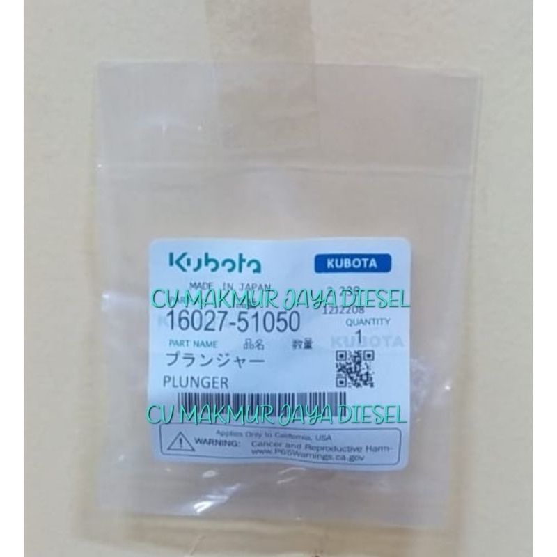 Assy Plunger D1105 16027-51050 Kubota