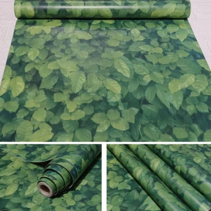 Wallpaper Sticker Dinding Hijau Daun 3D