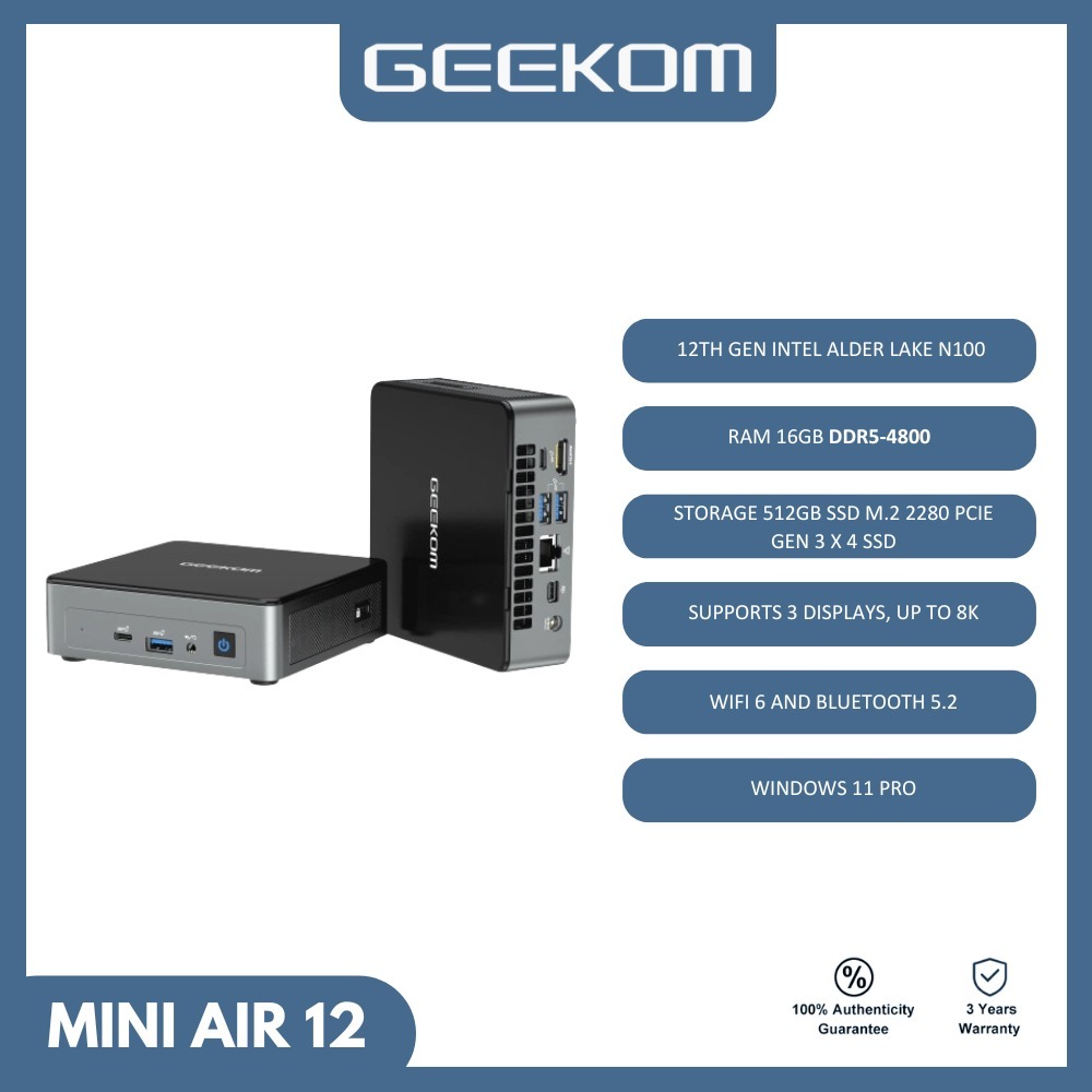 Geekom Mini PC Air 11SE Intel Celeron N4000 RAM 6GB 128GB SSD Windows 11 Pro Wifi Bluetooth