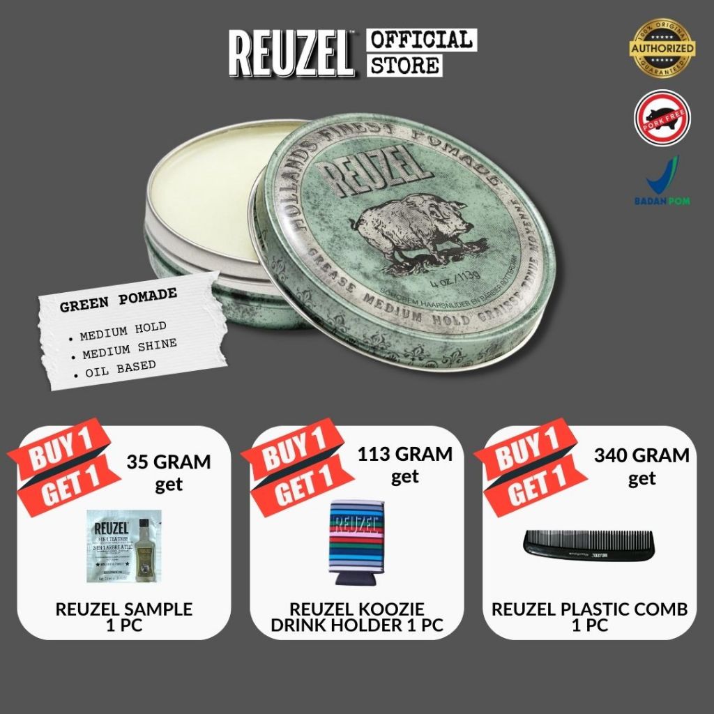 Pomade rambut pria medium hold oil based aroma apel peppermint kemasan 113 gram