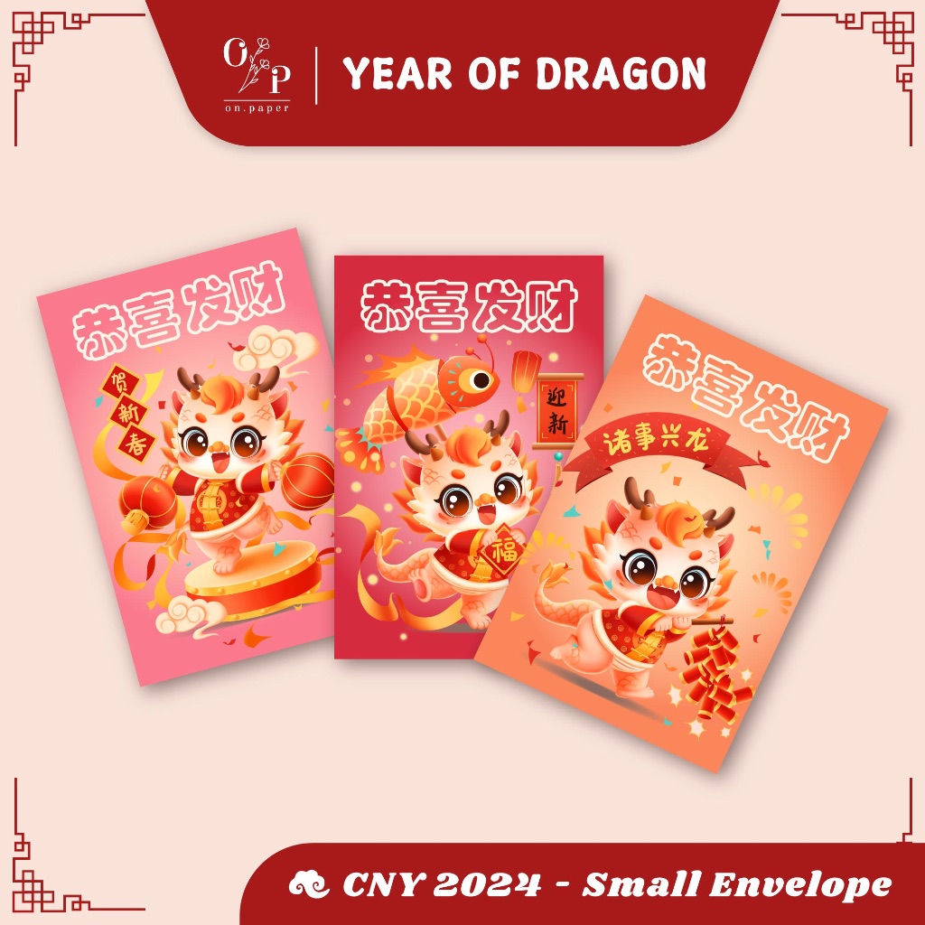 

Custom Angpao Imlek 2024 / Chinese New Year/ Angpao CNY (Year of Dragon 2024) Angpau Shio Naga - Small02