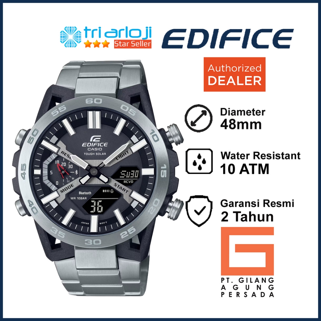 Casio Edifice ECB-2000D-1ADF Jam Tangan Pria ECB-2000D-1 Solar ECB2000 ECB-2000D-1A