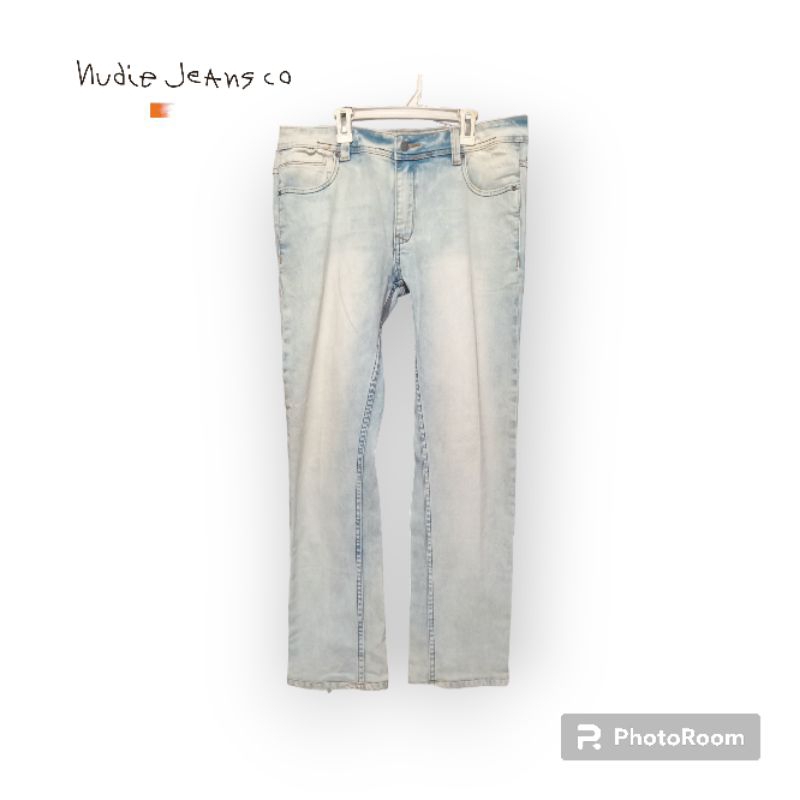 Nudie Jeans Original celana panjang branded pria straight
