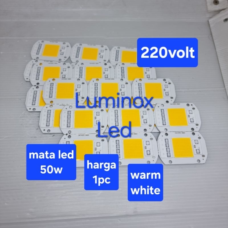 mata led kuning 50w 50watt 220volt / chip pju cobra dan sorot cob 220v warmwhite 50 watt 50w 220v