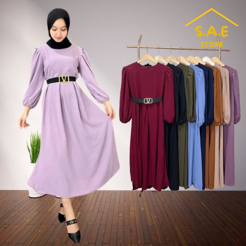 Baju Gamis Remaja Putri Dress Simpel Lengan Panjang Kekinian
