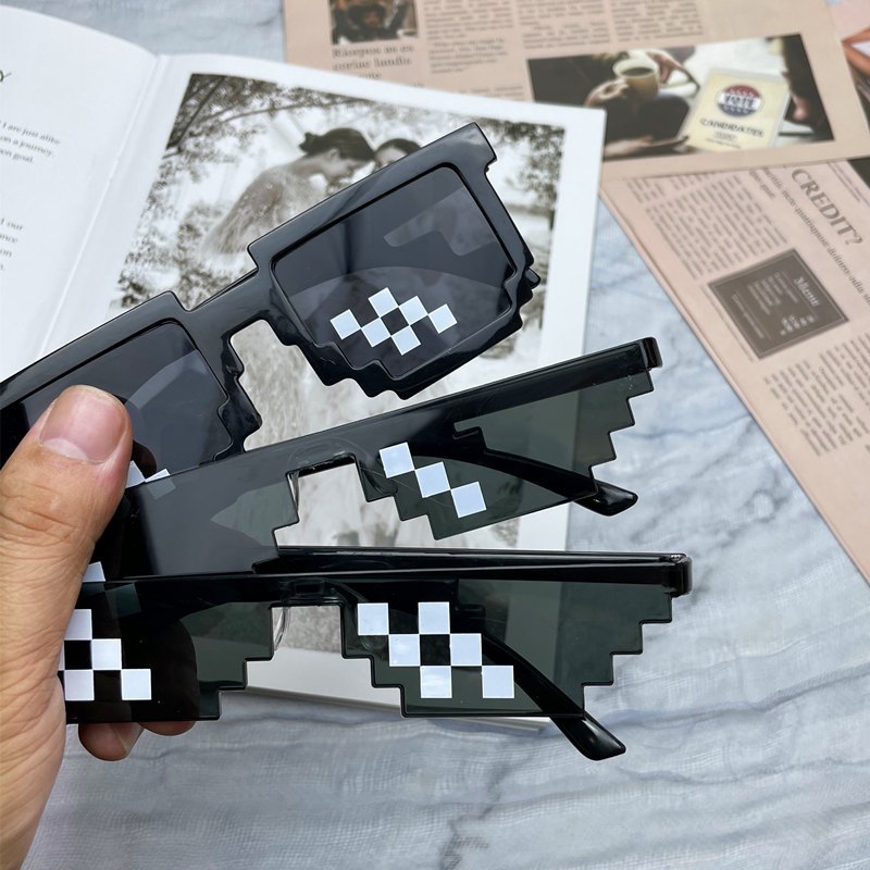 Kacamata Mosaik Baru Kacamata Pesta Kacamata Pixel Persegi Panjang kacamata persegi-G