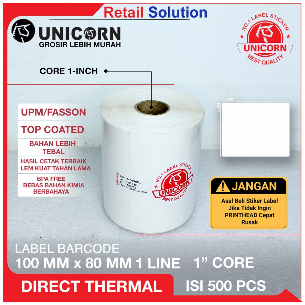 

Stiker Label Barcode Thermal 100x80 mm / 100 x 80 mm / 100x80mm