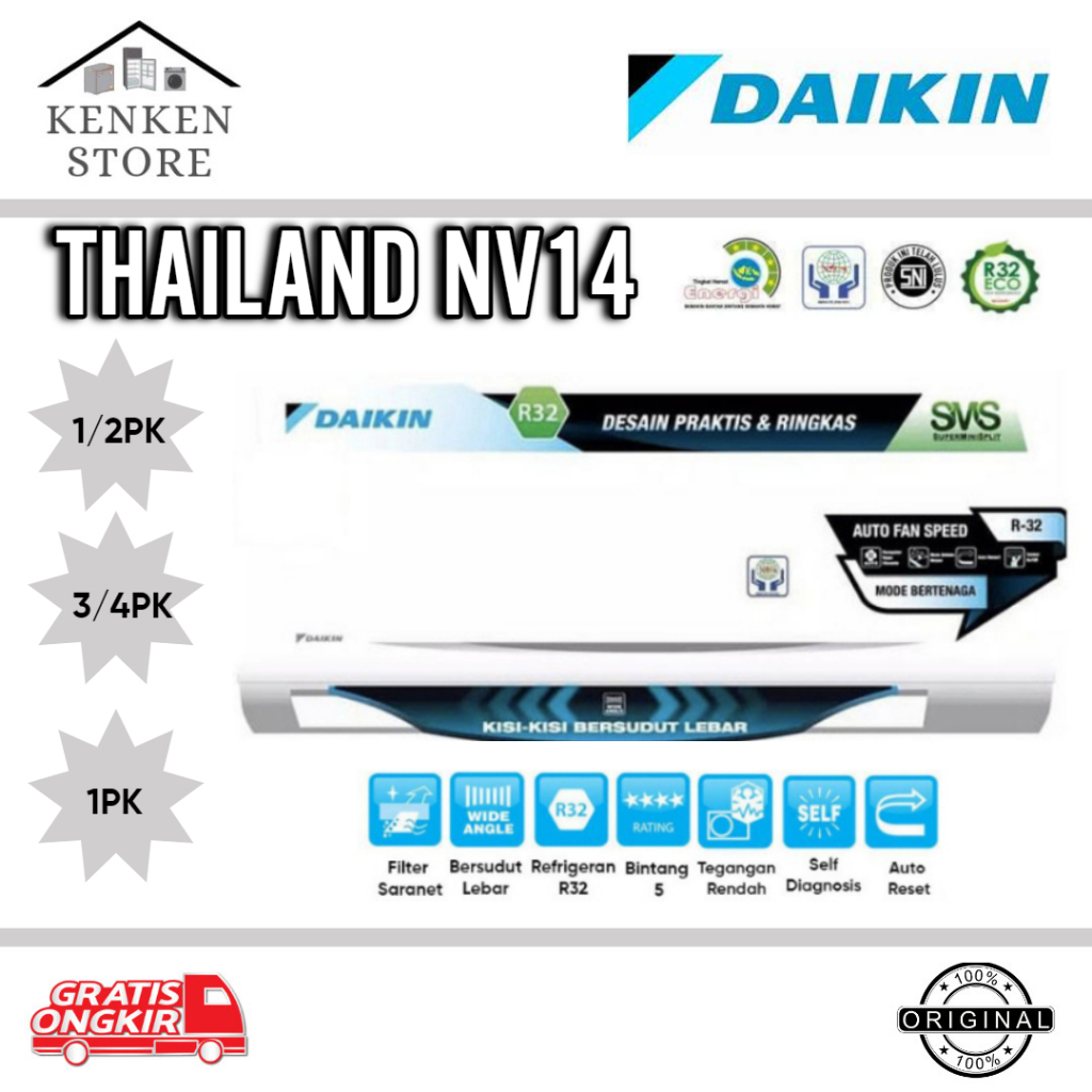 AC DAIKIN 1/2PK-1PK THAILAND NV14