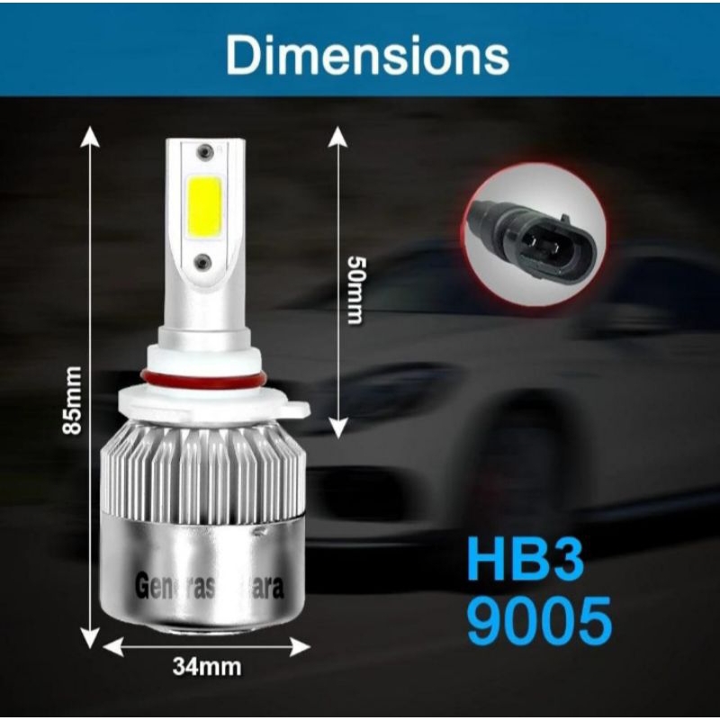 Lampu Utama Mobil LED Headight C6 Lampu Depan Mobil C6 HB3 Silver