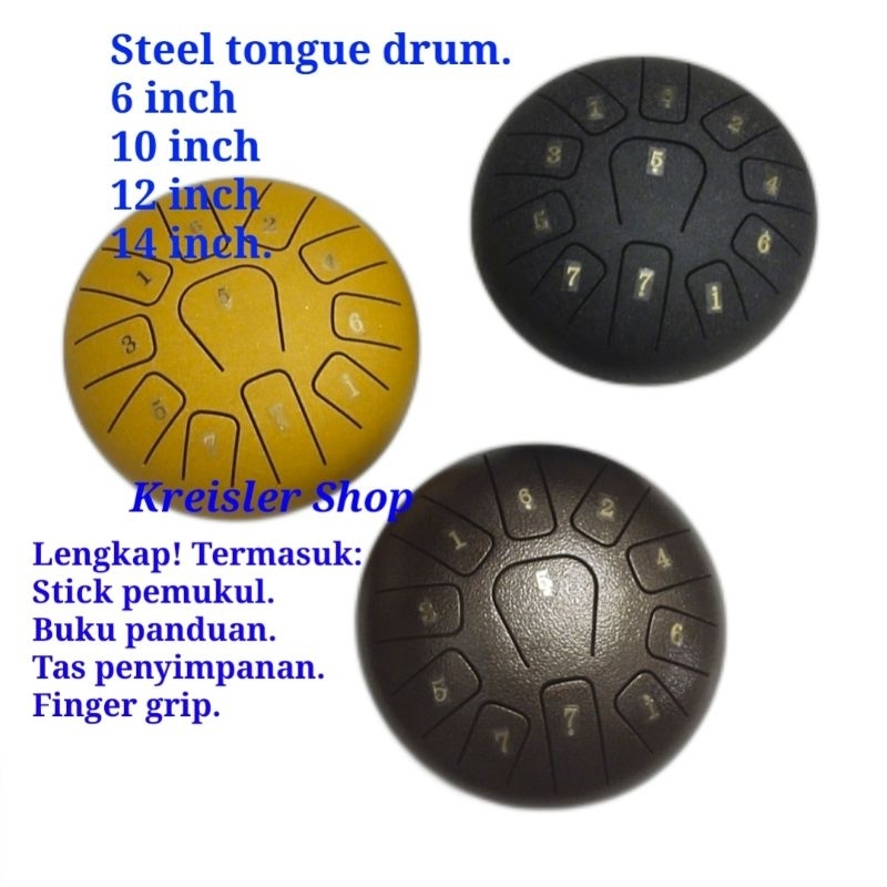 Tongue Drum 6 inch 11 nada Handpan atau lidah drum besi Steel Hand Pan