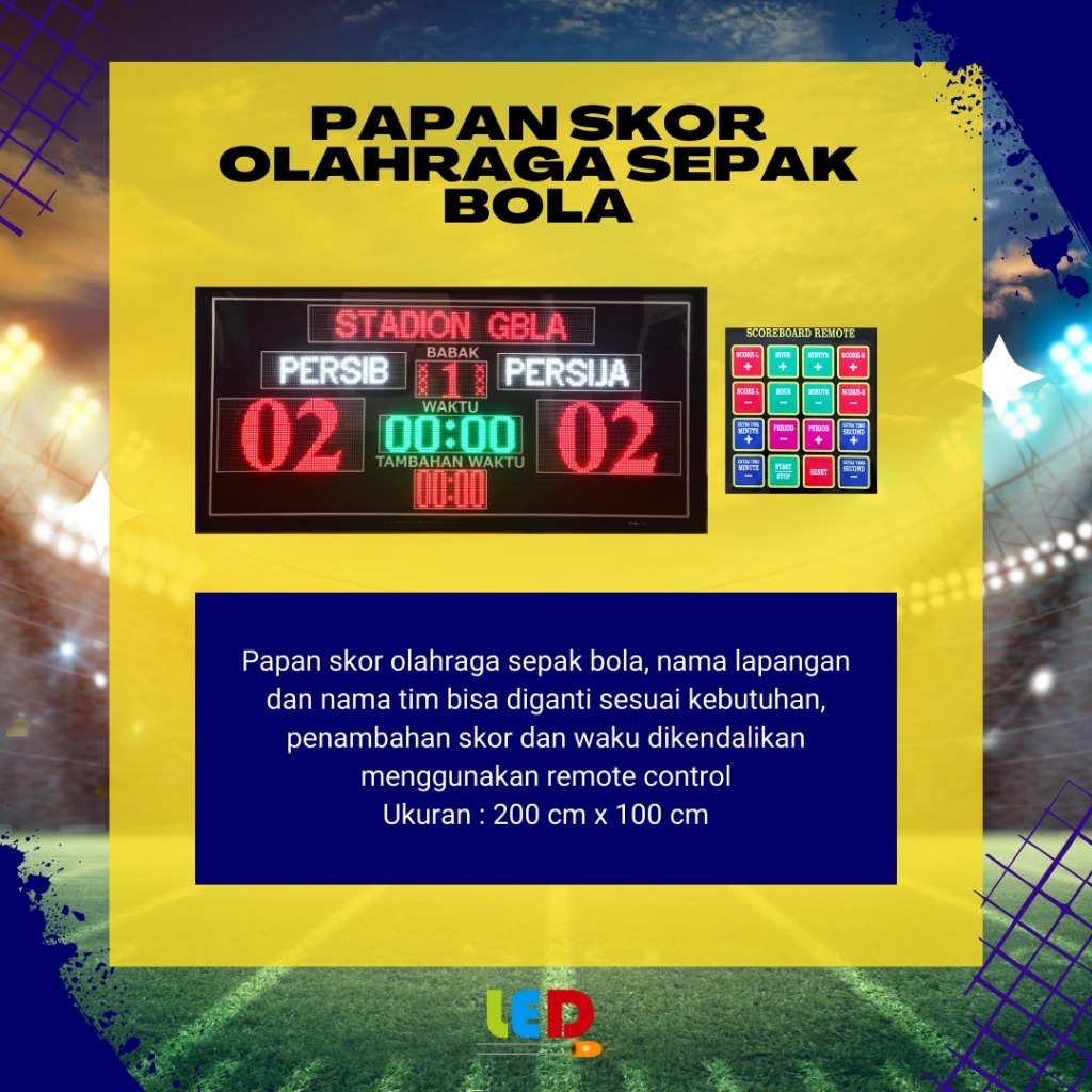 PAPAN SKOR DIGITAL SEPAK BOLA UKURAN 2 meter x 1 meter