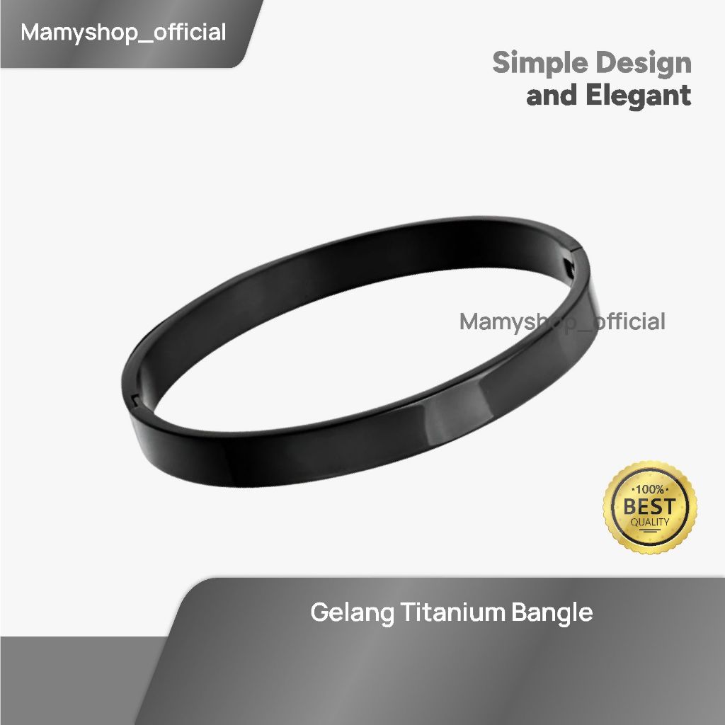 Gelang Titanium Silver Steel Black Bangle Bracelet Polos Hitam Aksesoris Pria Cowok Keren By Mamysho