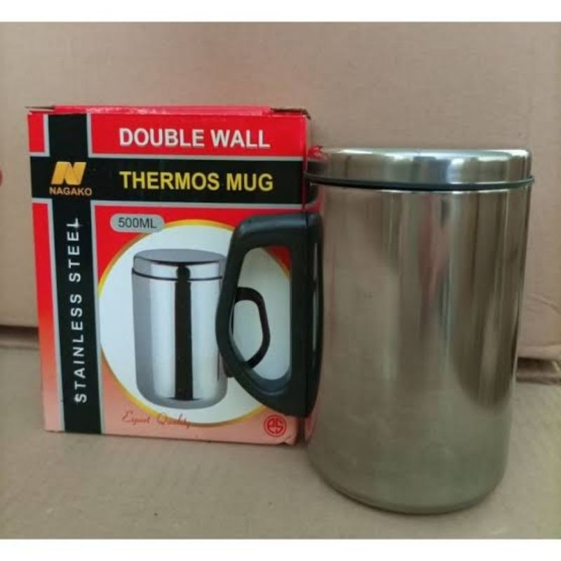 RB Gelas Thermos Mug Stainless Steel 500ml Dengan Tutup/ Gelas Minum Air Panas Dingin Stainless