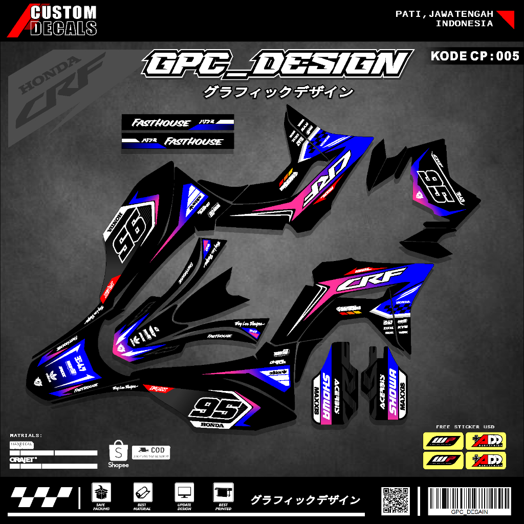 Sticker Decal Crf 150 L Full Body Decal Crf Custom Super Glossy Desain Grafis Keren GPC 05