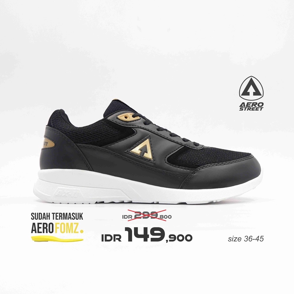 Aerostreet 3744 Osaka Putih Hitam Emas  Sepatu Sneakers Casual Pria Wanita Aero Street 21HH2