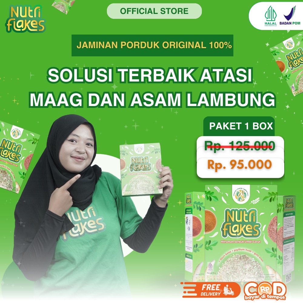 

Terlaris Nutriflakes Original Sereal Umbi Garut Untuk Asam Lambung 1 Box