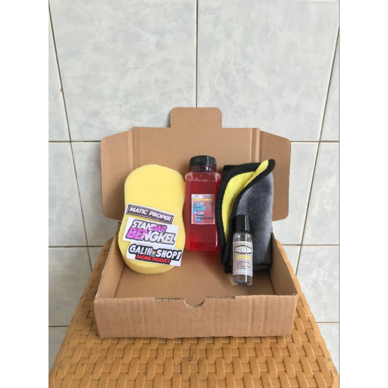 PAKET CUCI MOTOR MOBIL SHAMPO WASH WAX